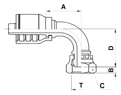 Texcel F2-1212-BSPFS90 - 3/4 in BSPP Female Swivel 90° Bent Tube Hose End