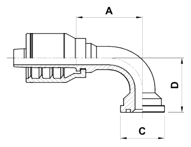 Texcel F2-1212-FL90 - 3/4 in Code 61 Flange 90° Bend Hose End