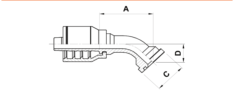 Texcel F2-1620-FL45 - 1 in Code 61 Flange 45° Bend Hose End