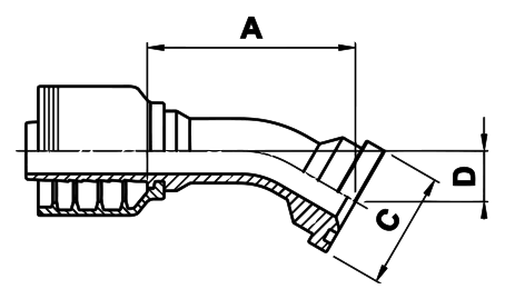 Texcel F4-1616-FL30 - 1 in Code 61 Flange 30° Bend Hose End