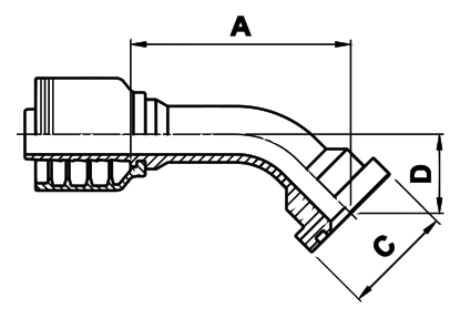 Texcel F4-2024-FL45 - 1-1/4 in Code 61 Flange 45° Bend Hose End