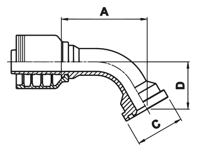 Texcel F4-1616-FL60 - 1 in Code 61 Flange 60° Bend Hose End