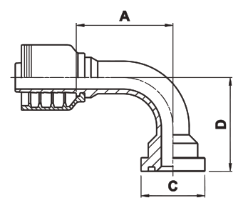 Texcel F4-1620-FL90 - 1 in Code 61 Flange 90° Bend Hose End