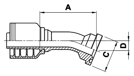 [F4-1616-FLH22.5] Texcel F4-1616-FLH22.5 - 1 in Code 62 Flange 22.5° Bend Hose End