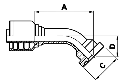 Texcel F4-2424-FLH45 - 1-1/2 in Code 62 Flange 45° Bend Hose End