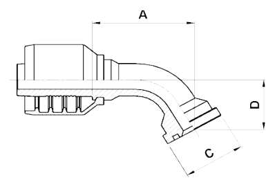 [F4-1616-FLH60] Texcel F4-1616-FLH60 - 1 in Code 62 Flange 60° Bend Hose End