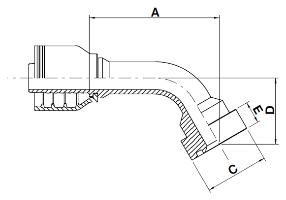[F4-1616-FLH60C] Texcel F4-1616-FLH60C - 1 in Code 62 CAT Flange 60° Bend Hose End