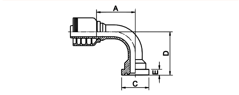 Texcel F4-1216-FLH90C - 3/4 in Code 62 CAT Flange 90° Bend Hose End