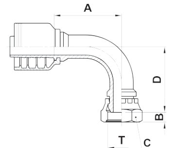 Texcel F4-0808-BSPFS90 - 1/2 in BSPP Female Swivel 90° Bent Tube Hose End