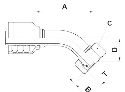 Texcel F4-0824-DHFS45 - 1/2 in M24 x 1.5 DKOS Female Swivel 45° Bent Tube Hose End